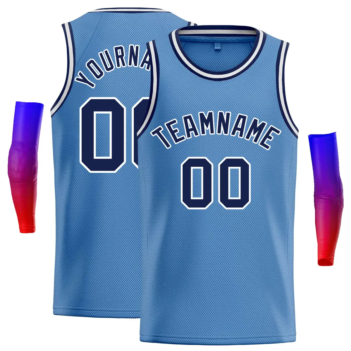 Classic Casual Basketball Jersey Light Blue Navy-White