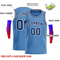 Classic Casual Basketball Jersey Light Blue Navy-White 2