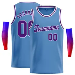 Classic Casual Basketball Jersey Light Blue Purple-White 1