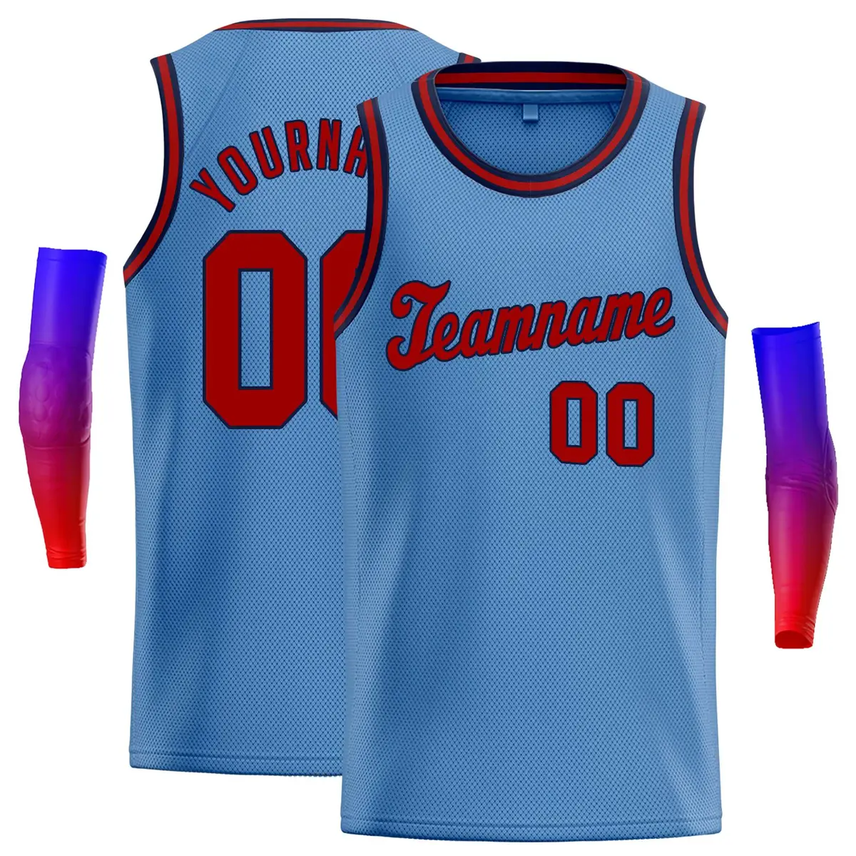 Classic Casual Basketball Jersey Light Blue Red-Navy