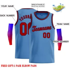 Classic Casual Basketball Jersey Light Blue Red-Navy 2