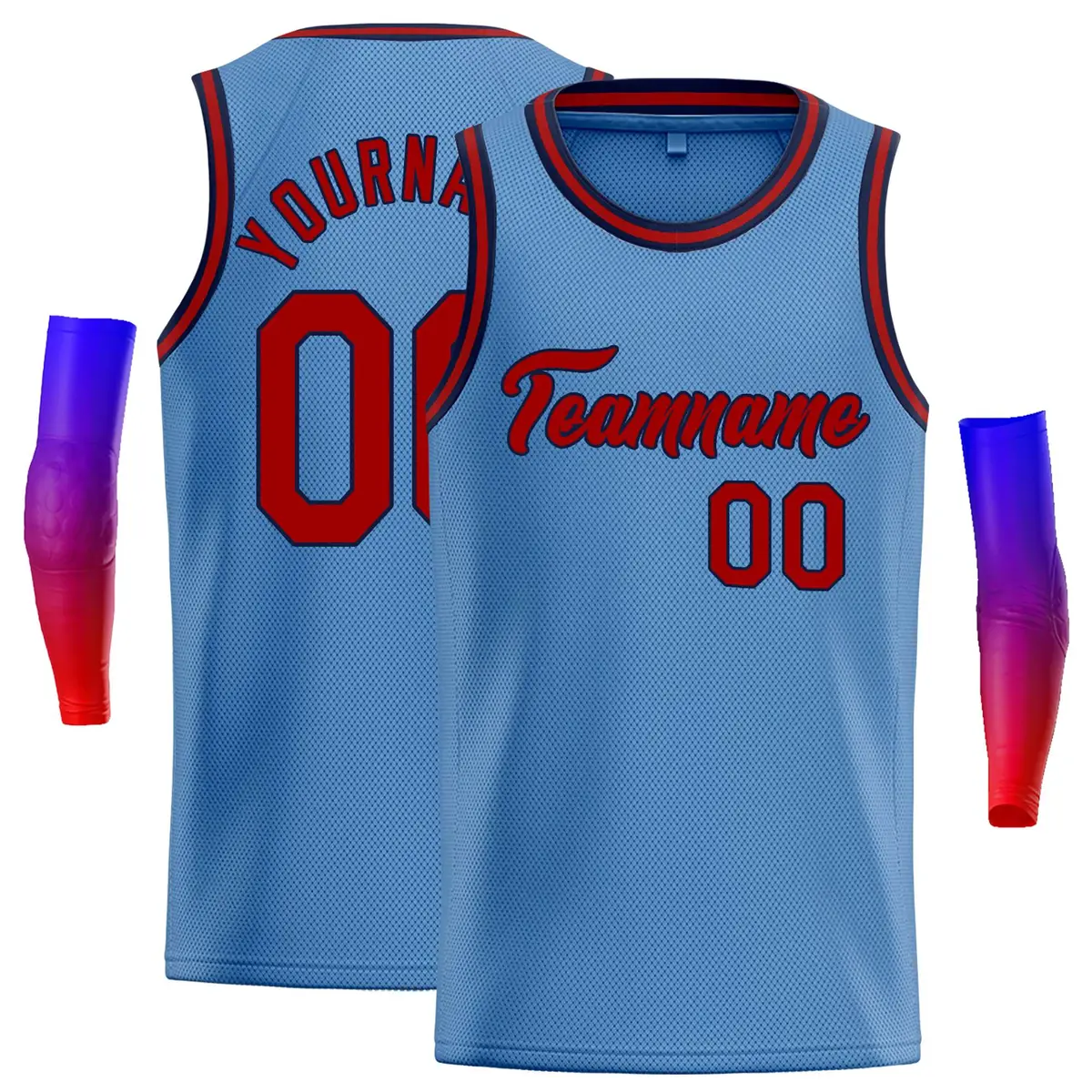 Classic Casual Basketball Jersey Light Blue Red-Navy