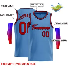 Classic Casual Basketball Jersey Light Blue Red-Navy 2