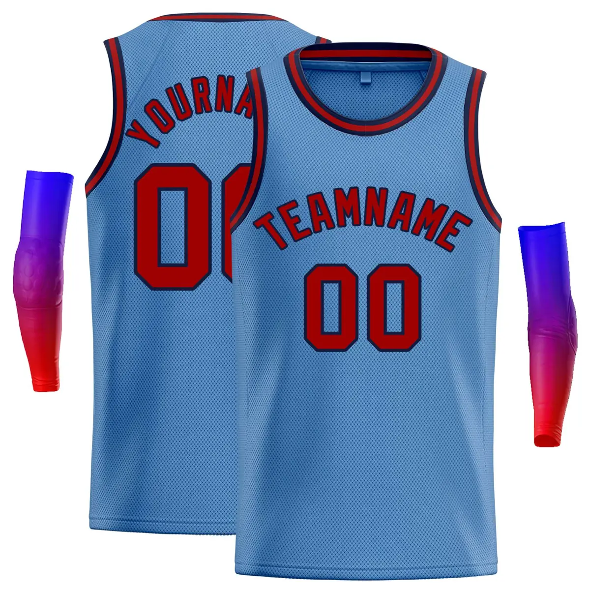 Classic Casual Basketball Jersey Light Blue Red-Navy