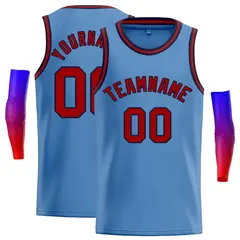 Classic Casual Basketball Jersey Light Blue Red-Navy