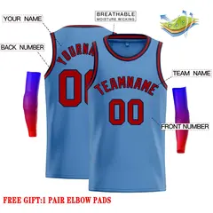 Classic Casual Basketball Jersey Light Blue Red-Navy 2