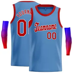 Classic Casual Basketball Jersey Light Blue Red-White 1