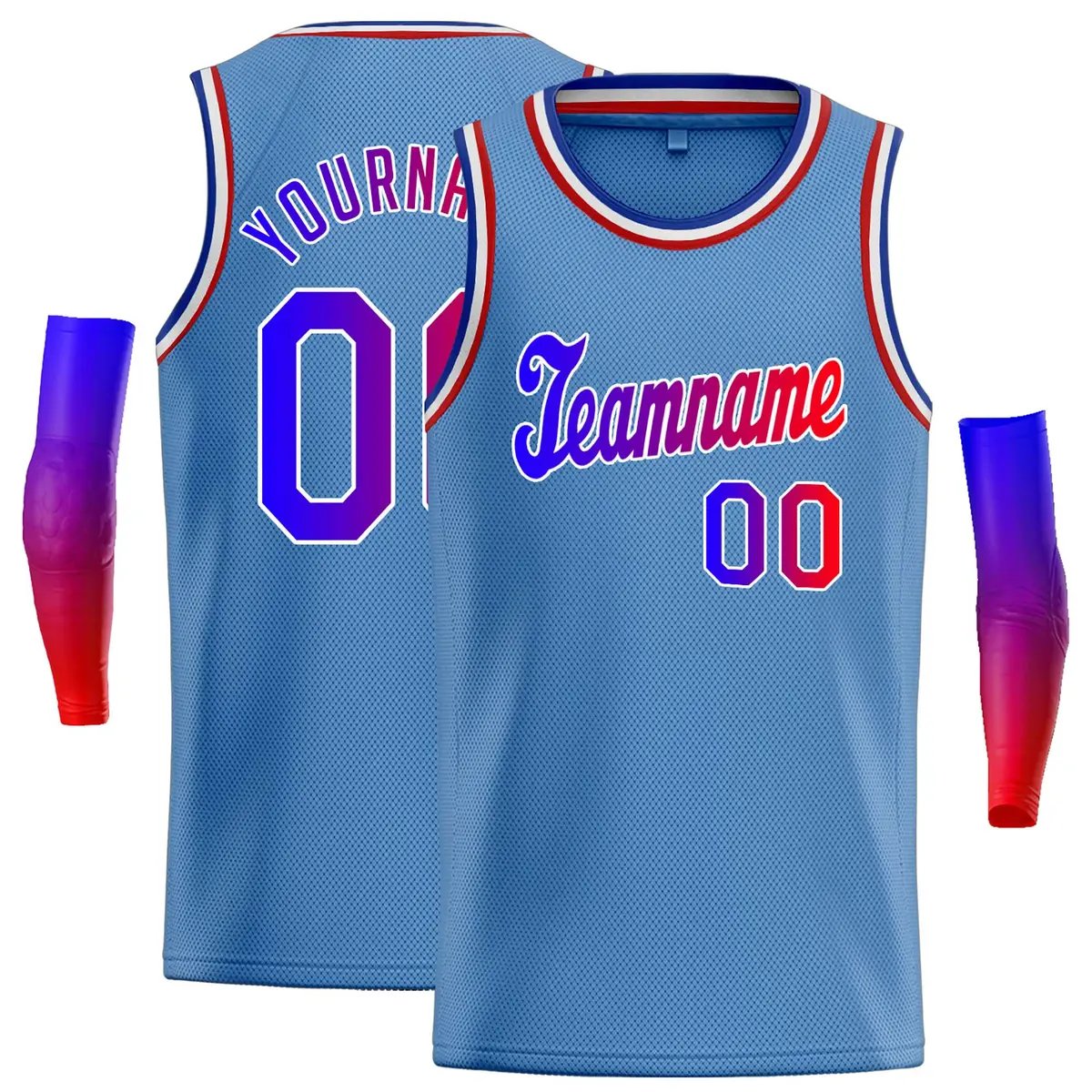 Classic Casual Basketball Jersey Light Blue Royal-White