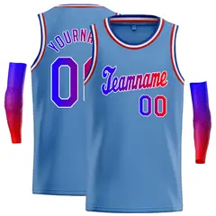 Classic Casual Basketball Jersey Light Blue Royal-White 1