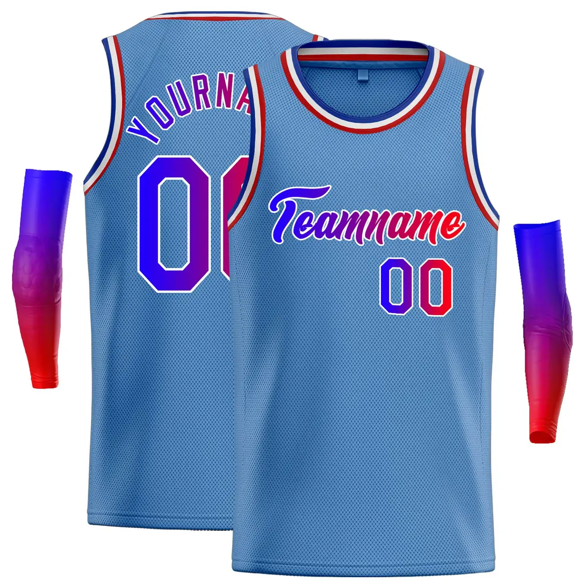 Classic Casual Basketball Jersey Light Blue Royal-White
