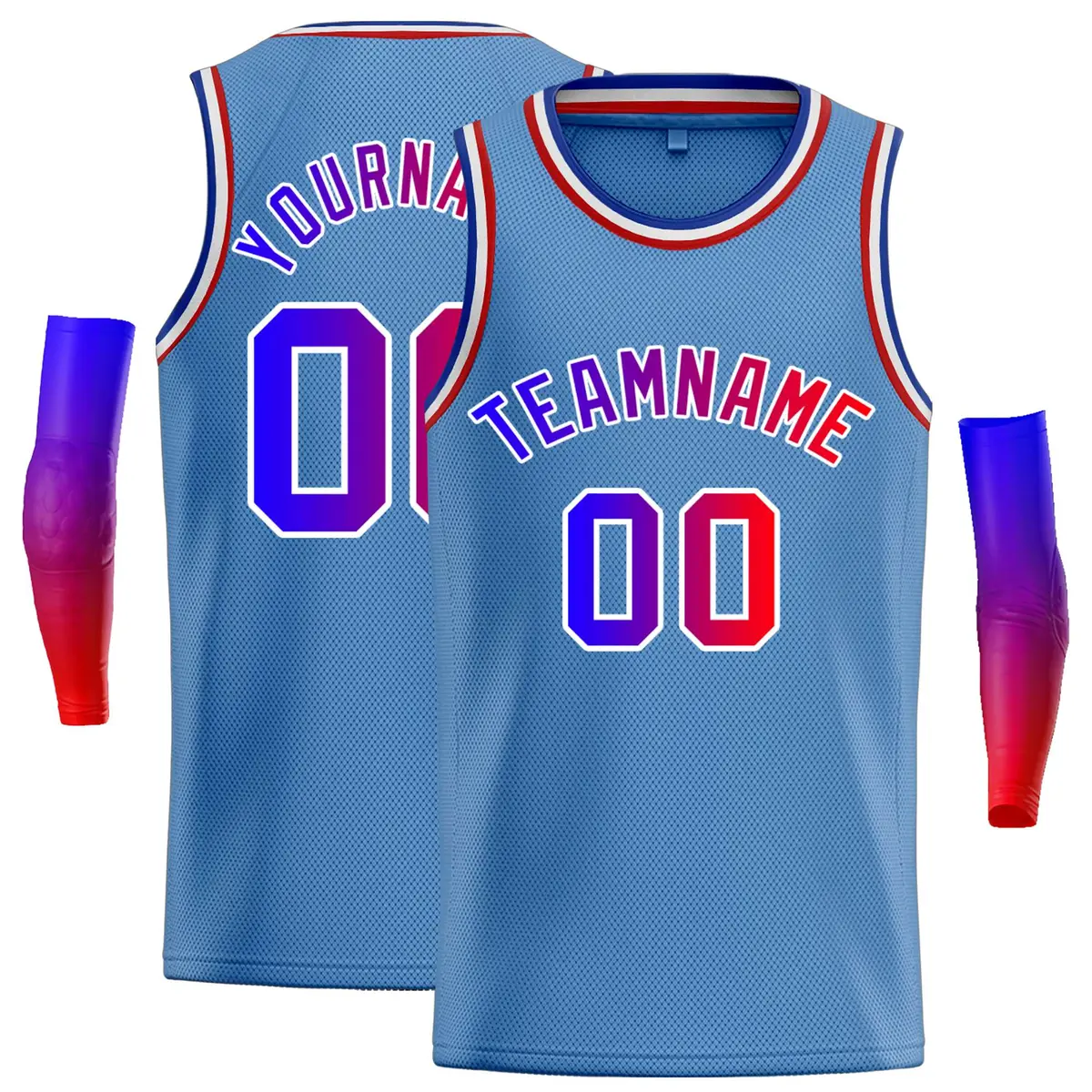 Classic Casual Basketball Jersey Light Blue Royal-White
