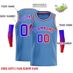 Classic Casual Basketball Jersey Light Blue Royal-White 2