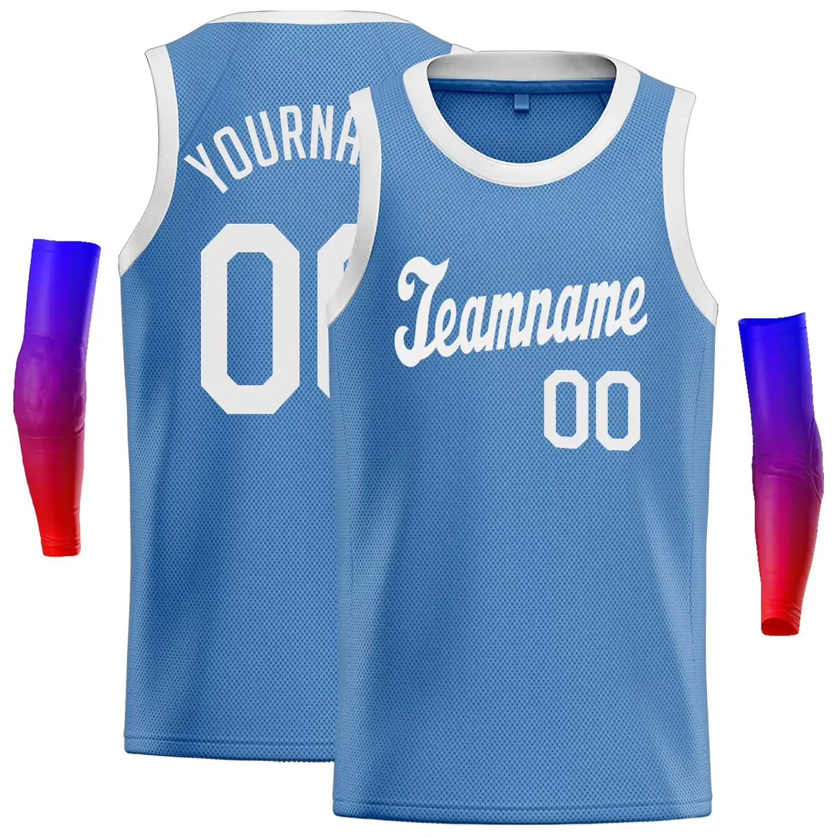 Classic Casual Basketball Jersey Light Blue White