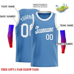Classic Casual Basketball Jersey Light Blue White 2