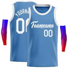 Classic Casual Basketball Jersey Light Blue White