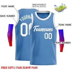 Classic Casual Basketball Jersey Light Blue White 2