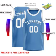 Classic Casual Basketball Jersey Light Blue White 2