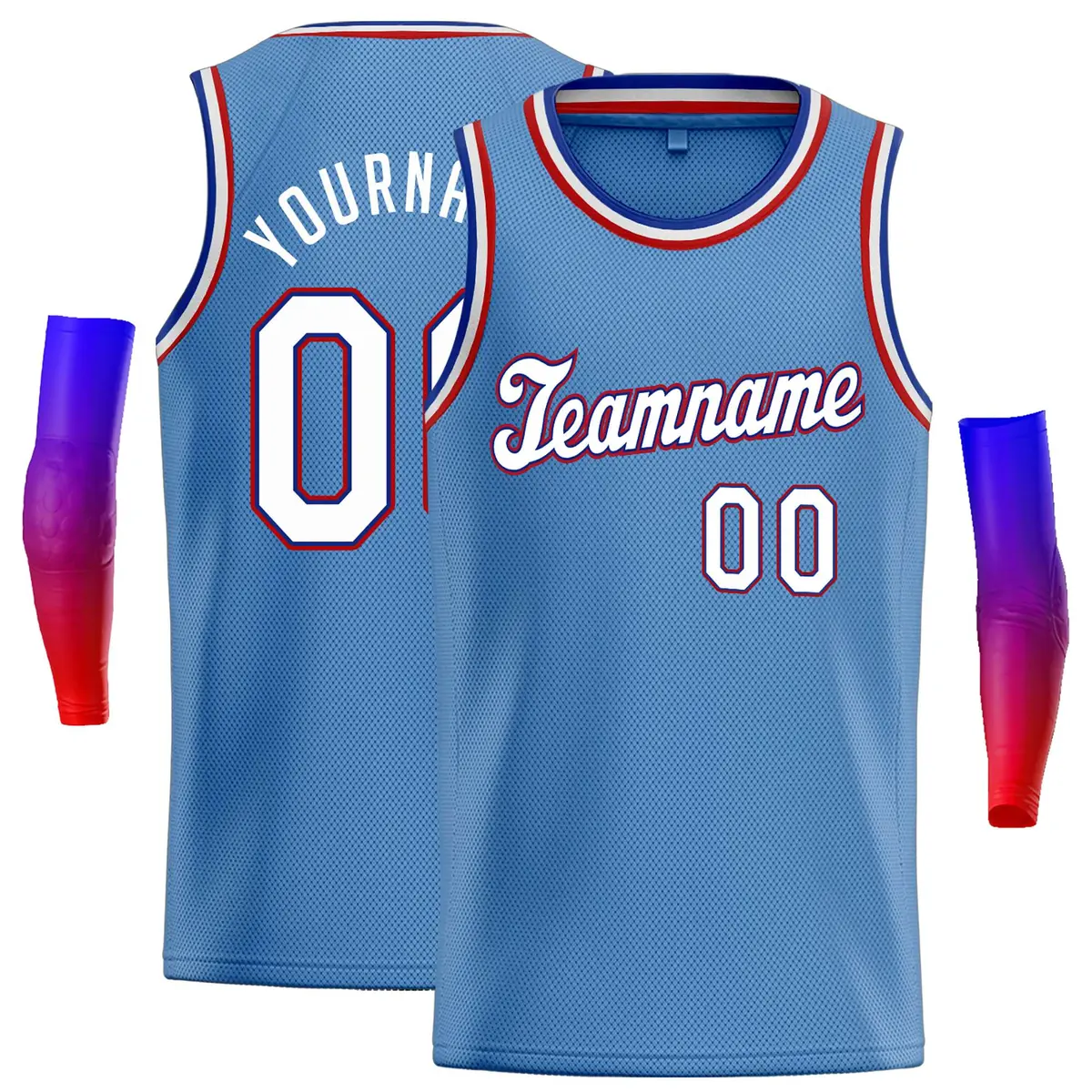Classic Casual Basketball Jersey Light Blue White-Royal