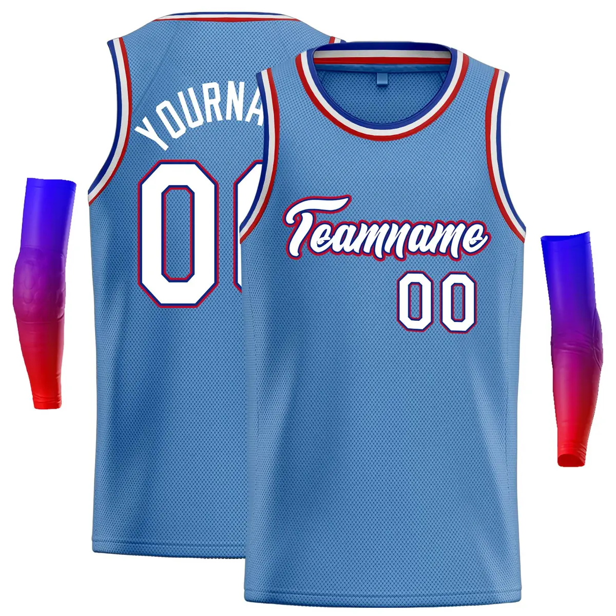 Classic Casual Basketball Jersey Light Blue White-Royal