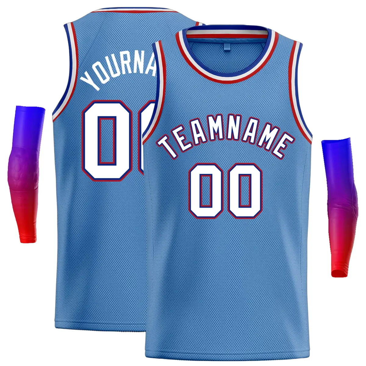 Classic Casual Basketball Jersey Light Blue White-Royal