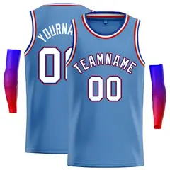 Classic Casual Basketball Jersey Light Blue White-Royal
