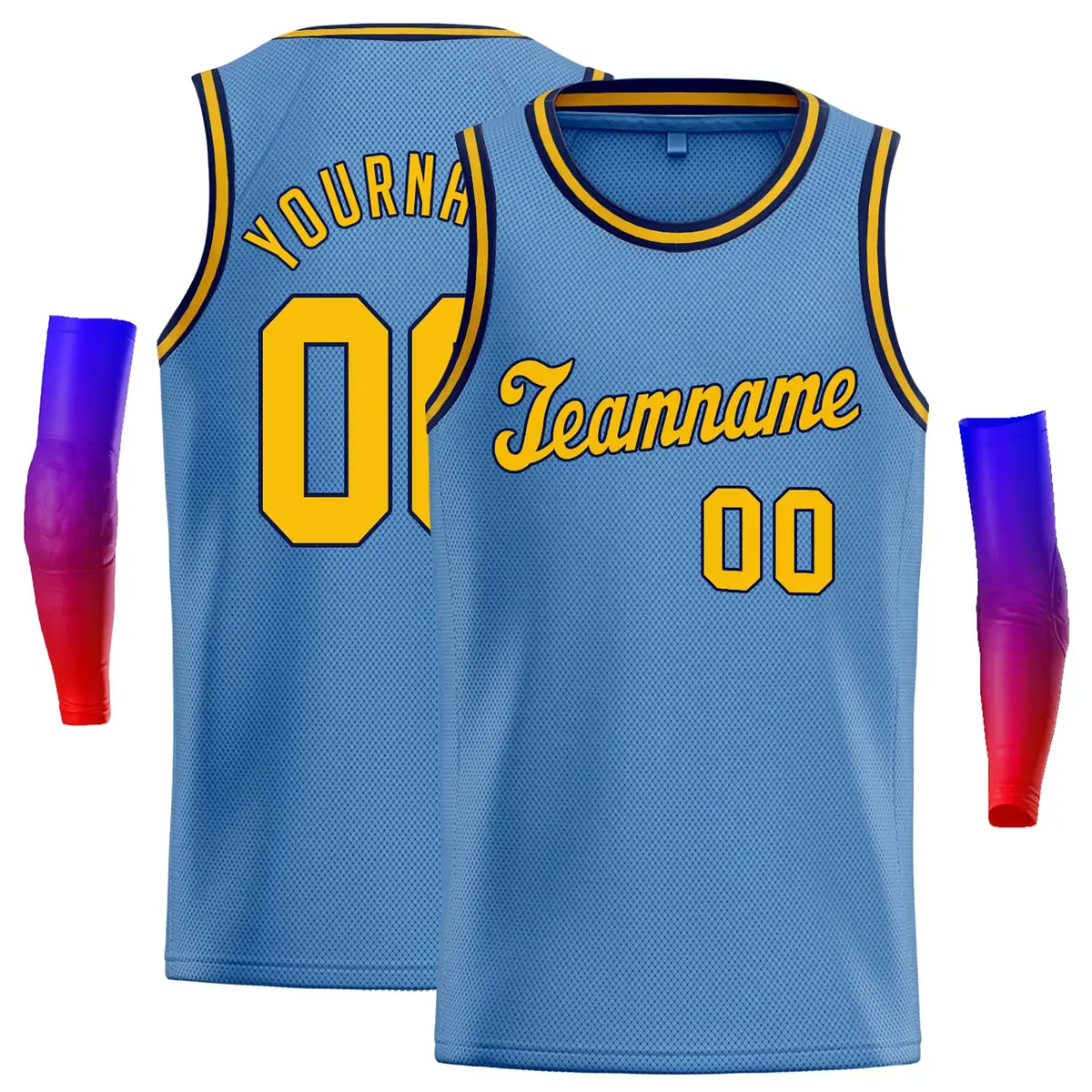 Classic Casual Basketball Jersey Light Blue Yellow-Navy