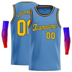Classic Casual Basketball Jersey Light Blue Yellow-Navy 1
