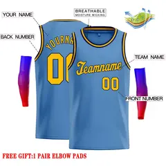 Classic Casual Basketball Jersey Light Blue Yellow-Navy 2