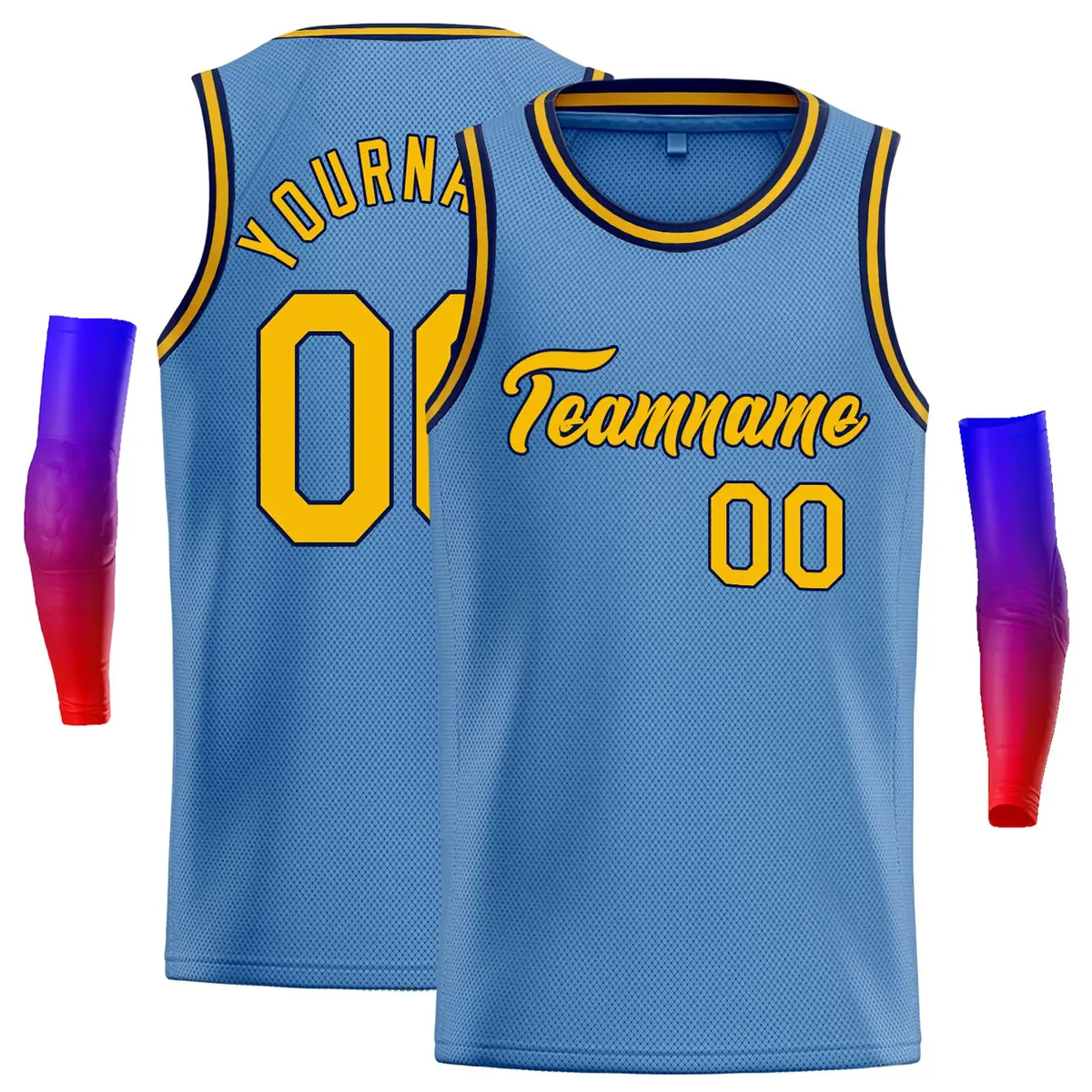 Classic Casual Basketball Jersey Light Blue Yellow-Navy