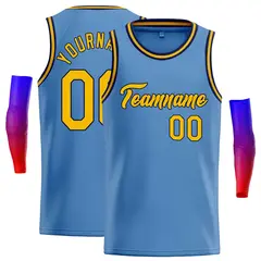 Classic Casual Basketball Jersey Light Blue Yellow-Navy