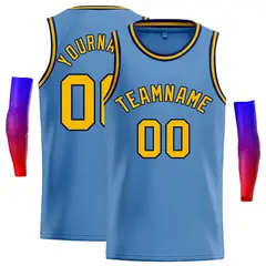 Classic Casual Basketball Jersey Light Blue Yellow-Navy