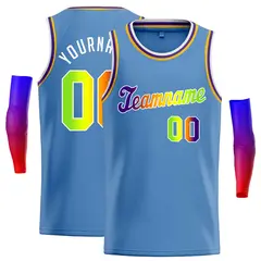 Classic Casual Basketball Jersey Light Blue Yellow-White 1