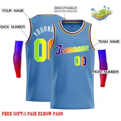 Classic Casual Basketball Jersey Light Blue Yellow-White 2