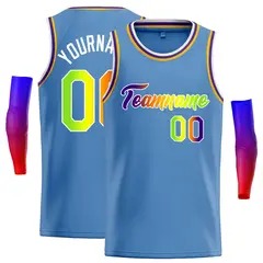 Classic Casual Basketball Jersey Light Blue Yellow-White 1