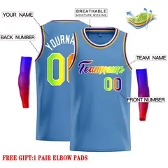 Classic Casual Basketball Jersey Light Blue Yellow-White 2
