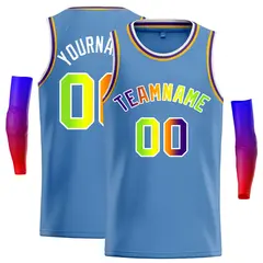 Classic Casual Basketball Jersey Light Blue Yellow-White 1