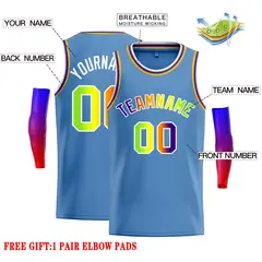 Classic Casual Basketball Jersey Light Blue Yellow-White 2