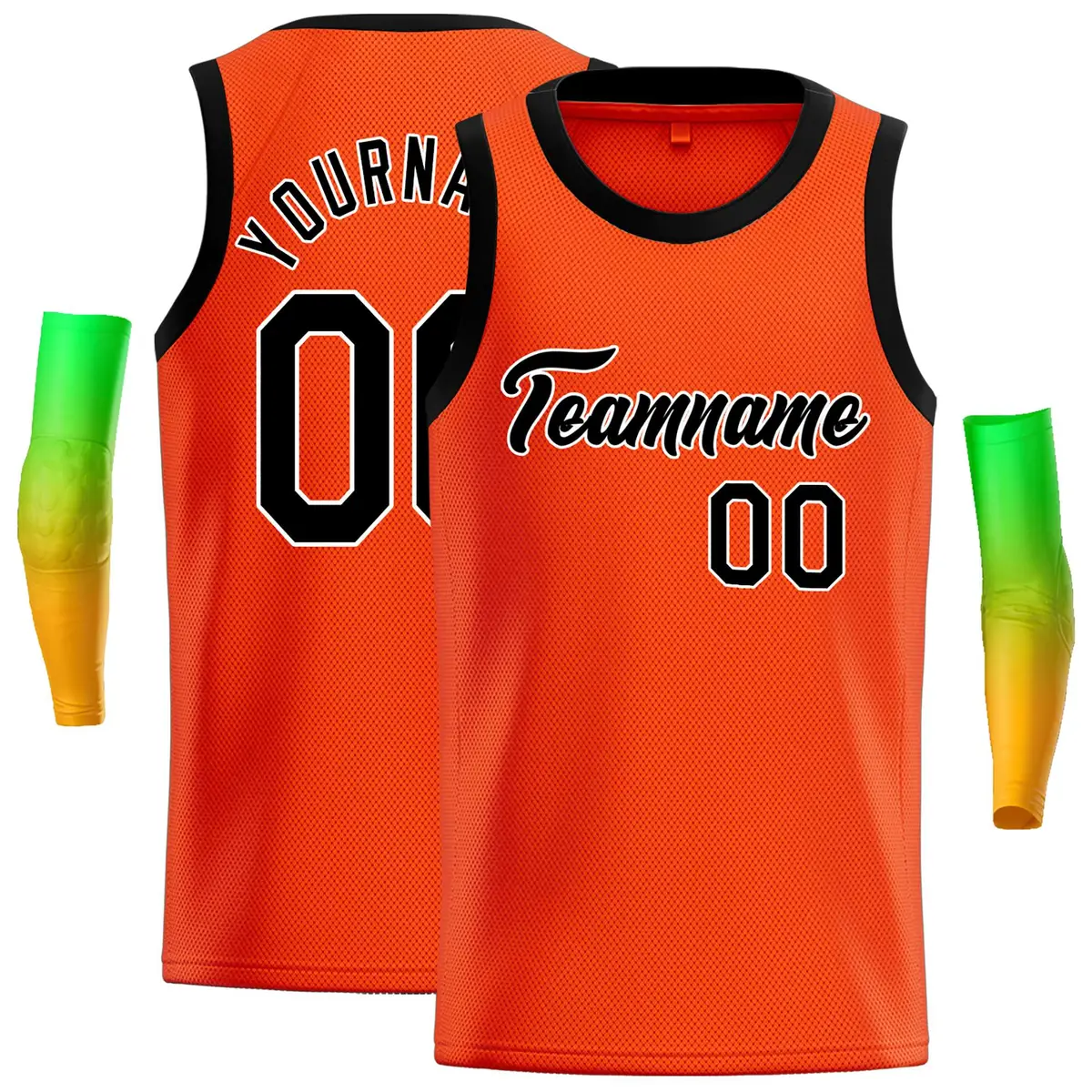 Classic Casual Basketball Jersey Orange Black-White