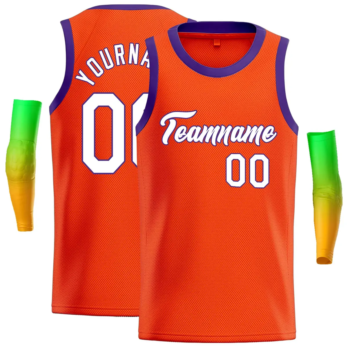 Classic Casual Basketball Jersey Orange White-Royal