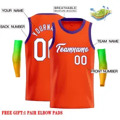 Classic Casual Basketball Jersey Orange White-Royal 2