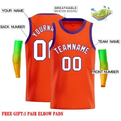 Classic Casual Basketball Jersey Orange White-Royal 2