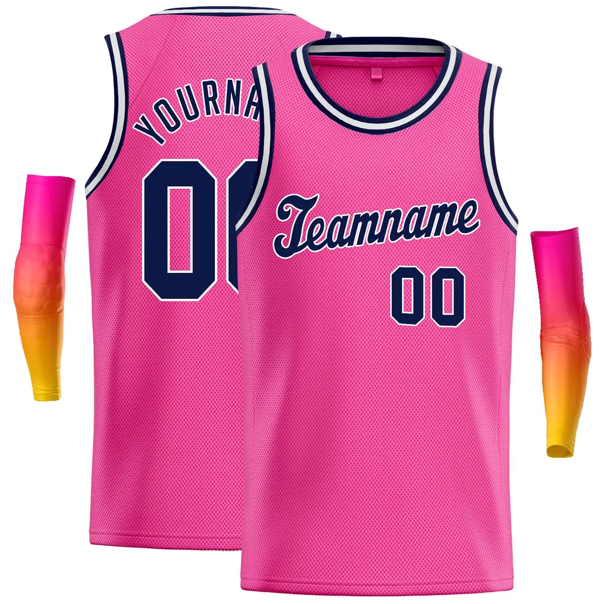 Classic Casual Basketball Jersey Pink Navy-White