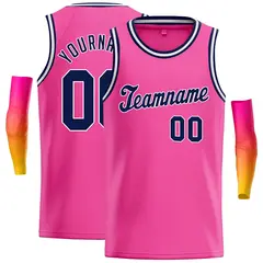 Classic Casual Basketball Jersey Pink Navy-White