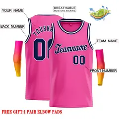 Classic Casual Basketball Jersey Pink Navy-White 2