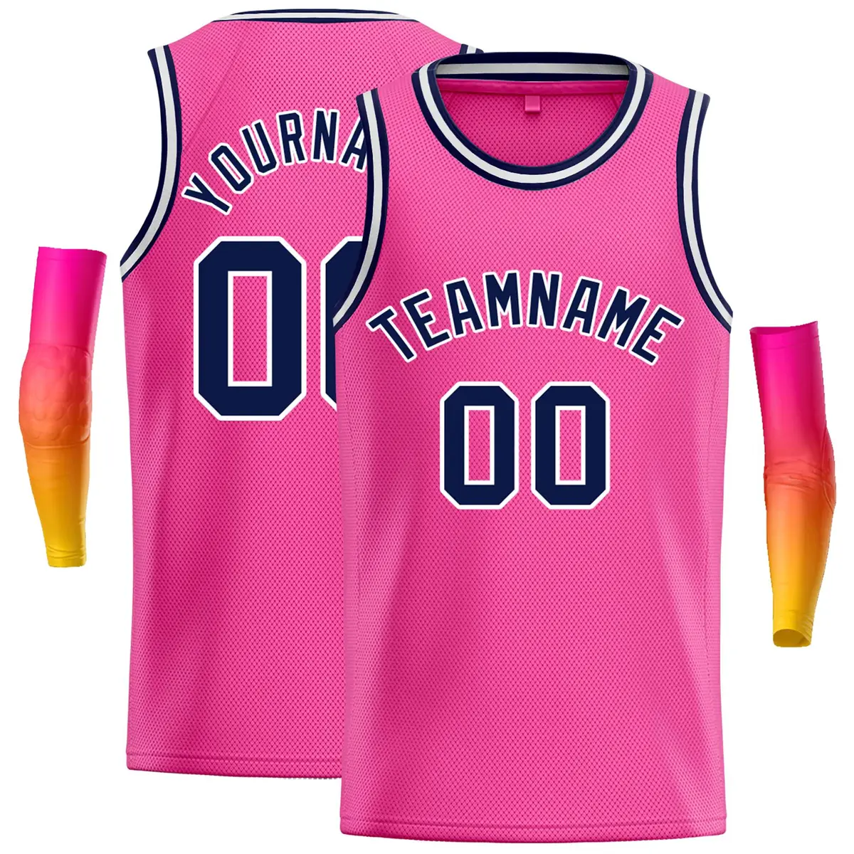 Classic Casual Basketball Jersey Pink Navy-White