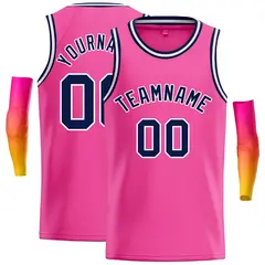 Classic Casual Basketball Jersey Pink Navy-White