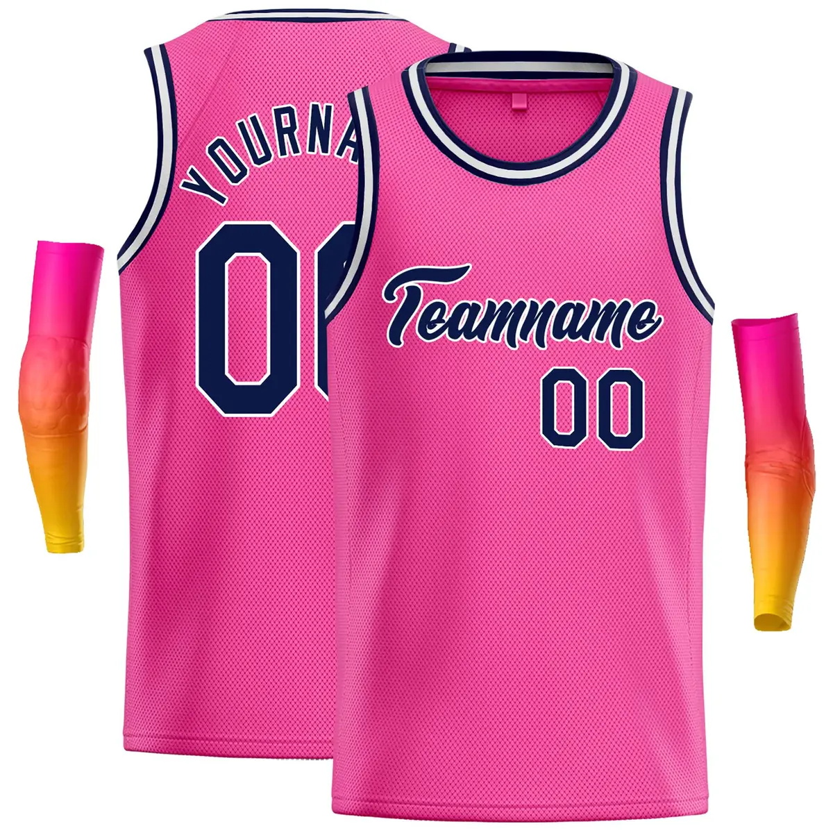 Classic Casual Basketball Jersey Pink Navy-White