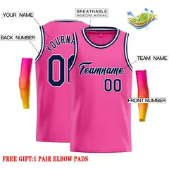 Classic Casual Basketball Jersey Pink Navy-White 2