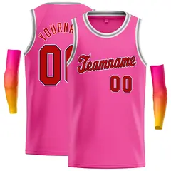 Classic Casual Basketball Jersey Pink Red-Black