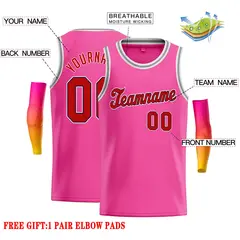 Classic Casual Basketball Jersey Pink Red-Black 2